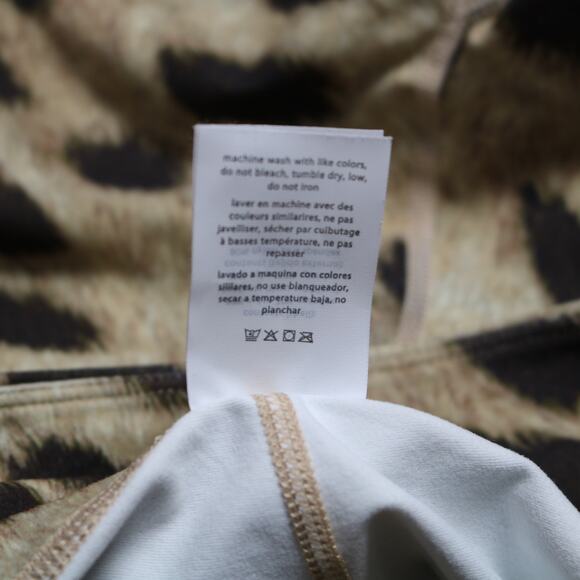 WeWoreWhat Leopard Print High Rise Stretch Bike Shorts Cheetah Tan Brown Size L - Picture 8 of 11